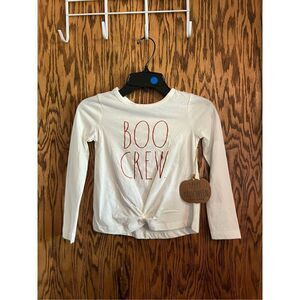 Rae Dunn Boo Crew Girls Knot Front Long Sleeve Top Kids Size 5/6 NEW
